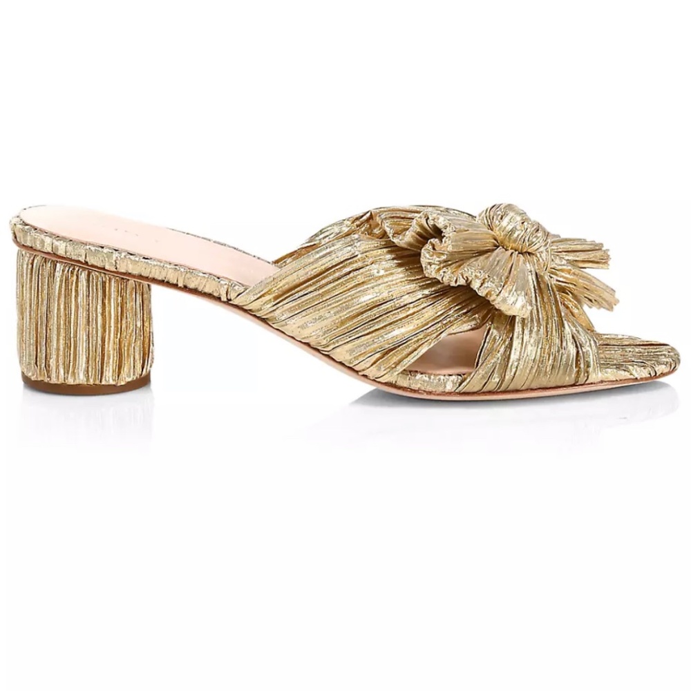 Loeffler Randall Emilia Gold Pleated Bow Heel